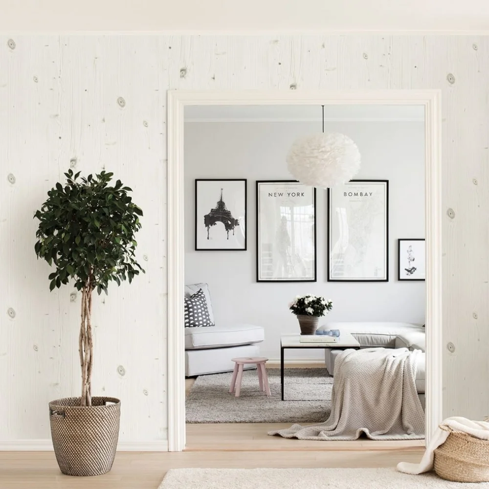 Wallpaper Uinta White Wooden Plank